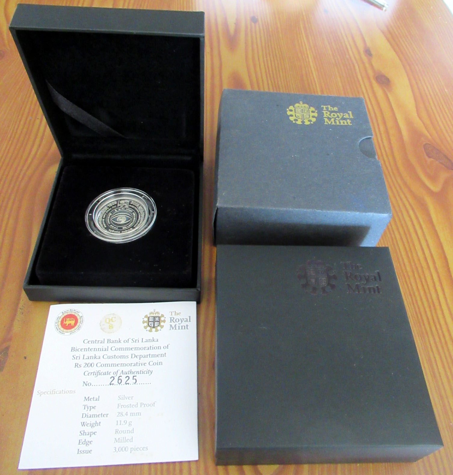 Sri Lanka Customs 2009  200th anniversary 200 Rupees Frosted Proof Coin
